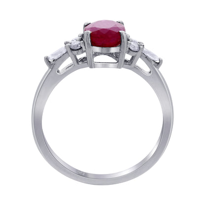 925 Sterling Silver Oval Cut Ruby Gemstone Solitaire Ring - Gem Avenue