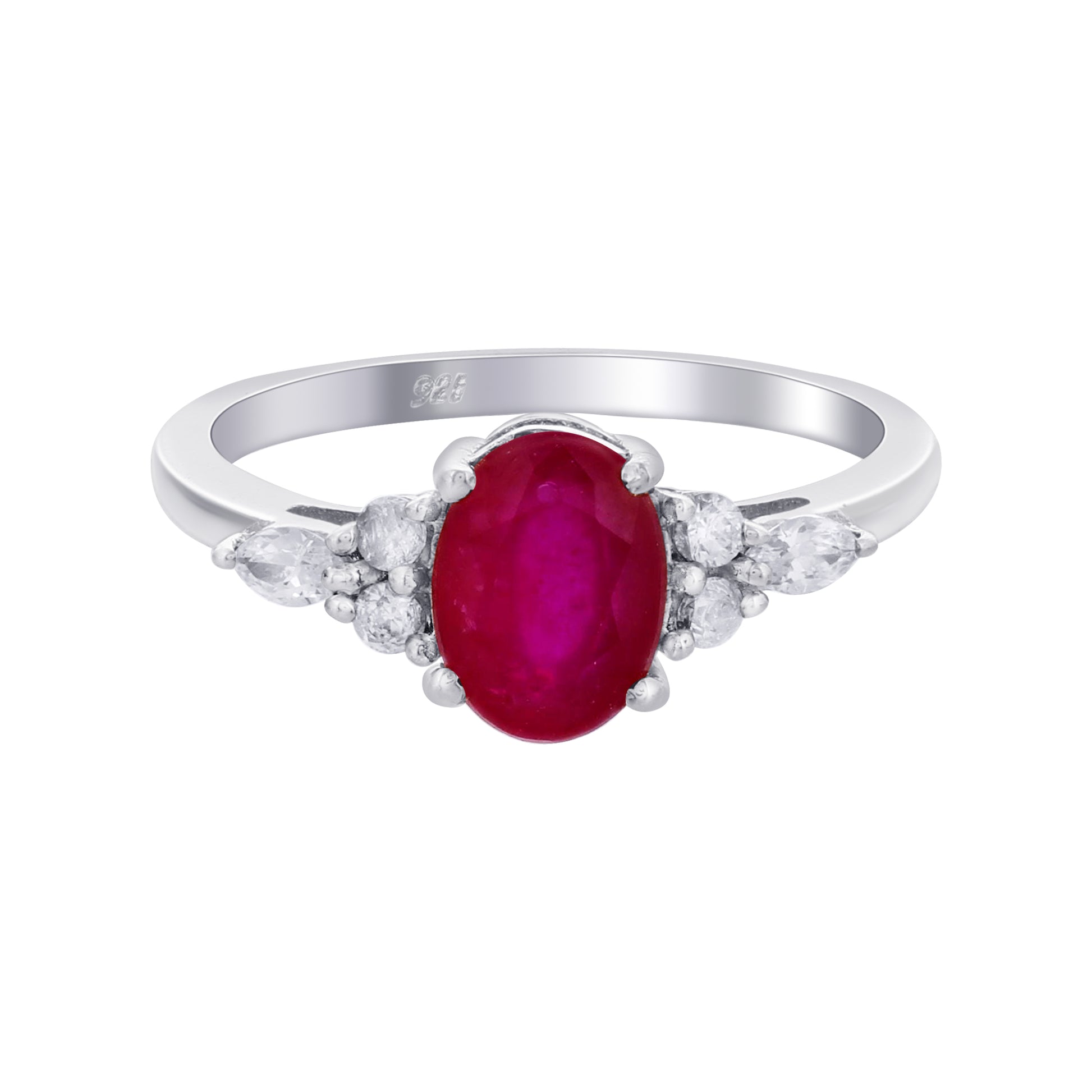 925 Sterling Silver Oval Cut Ruby Gemstone Solitaire Ring - Gem Avenue