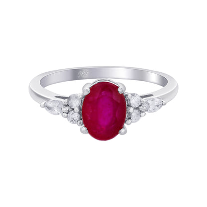 925 Sterling Silver Oval Cut Ruby Gemstone Solitaire Ring - Gem Avenue