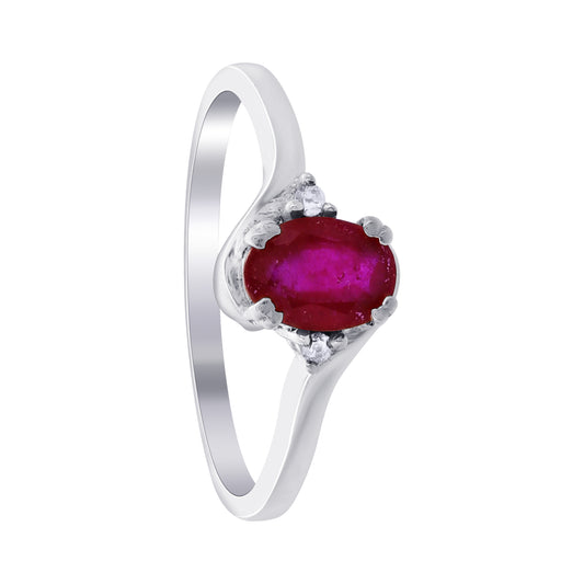 925 Sterling Silver Oval Cut Red Ruby Gemstone Solitaire Engagement Ring - Gem Avenue