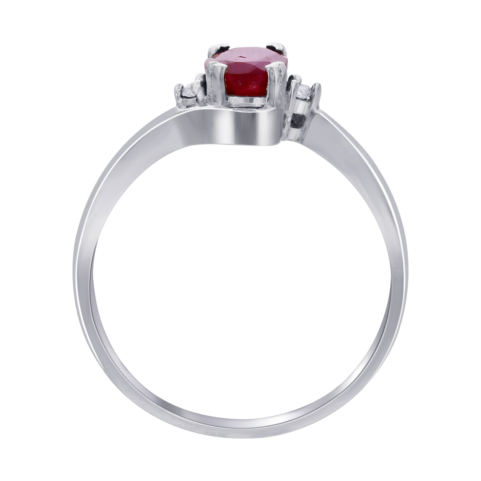 925 Sterling Silver Oval Cut Red Ruby Gemstone Solitaire Engagement Ring - Gem Avenue