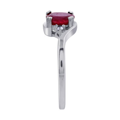 925 Sterling Silver Oval Cut Red Ruby Gemstone Solitaire Engagement Ring - Gem Avenue
