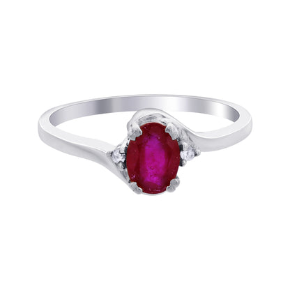 925 Sterling Silver Oval Cut Red Ruby Gemstone Solitaire Engagement Ring - Gem Avenue