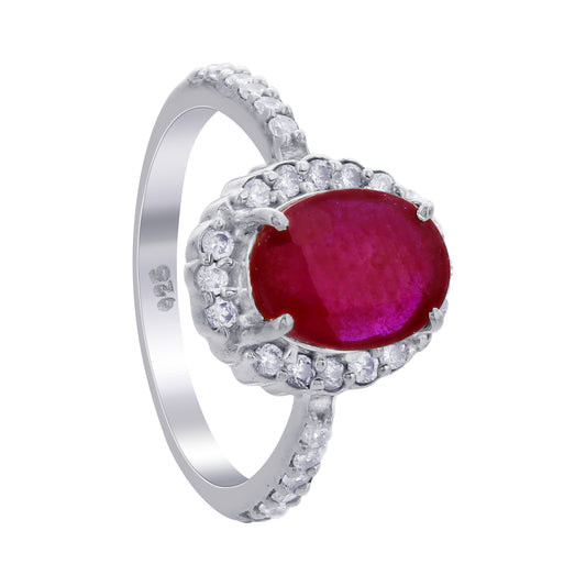 925 Sterling Silver Red Ruby Gemstone Solitaire Ring - Gem Avenue