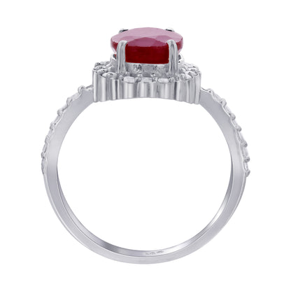 925 Sterling Silver Red Ruby Gemstone Solitaire Ring - Gem Avenue