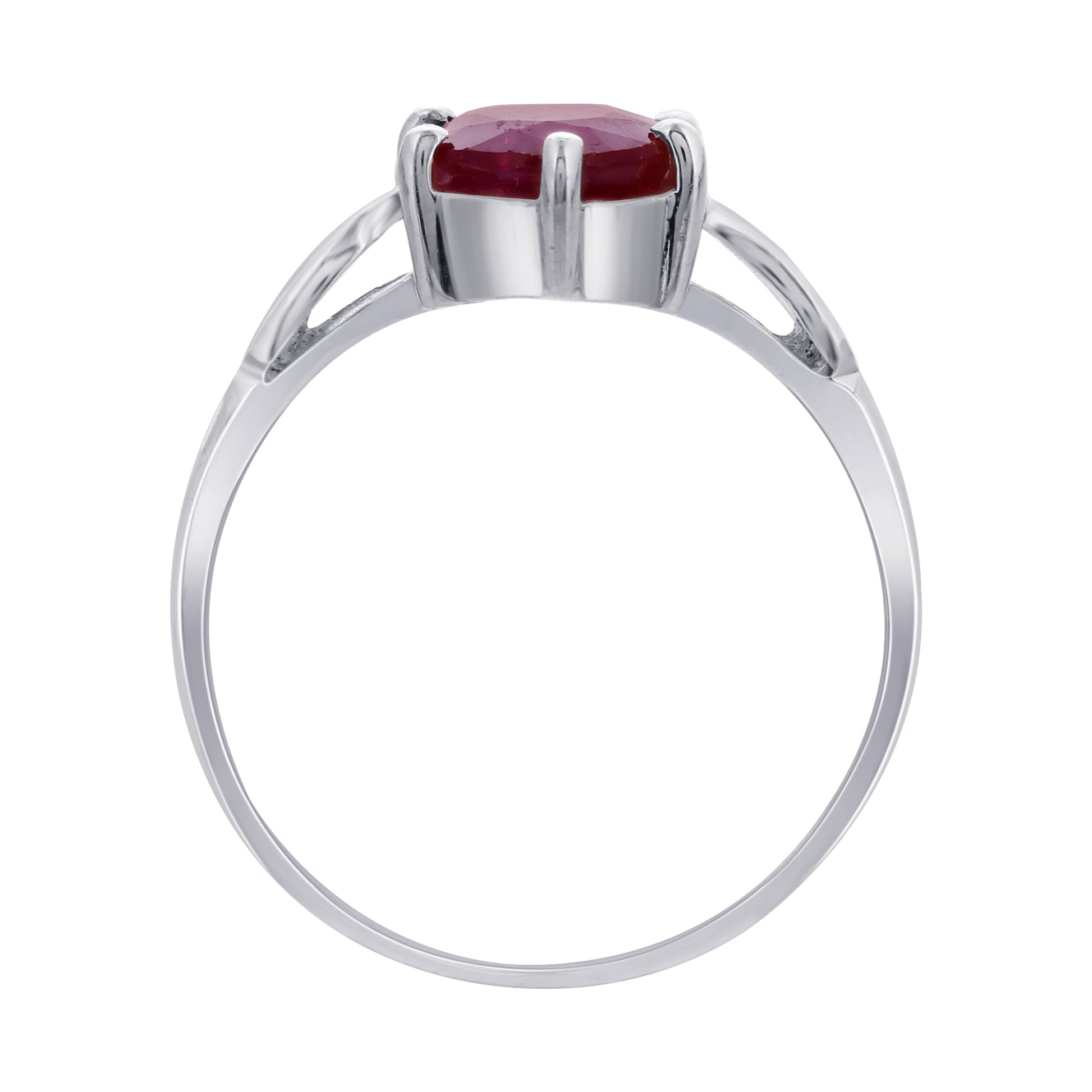 925 Sterling Silver Oval Cut Red Ruby Gemstone Solitaire Ring - Gem Avenue