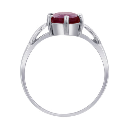 925 Sterling Silver Oval Cut Red Ruby Gemstone Solitaire Ring - Gem Avenue