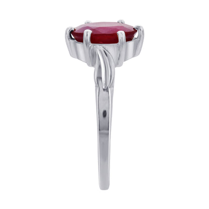 925 Sterling Silver Oval Cut Red Ruby Gemstone Solitaire Ring - Gem Avenue