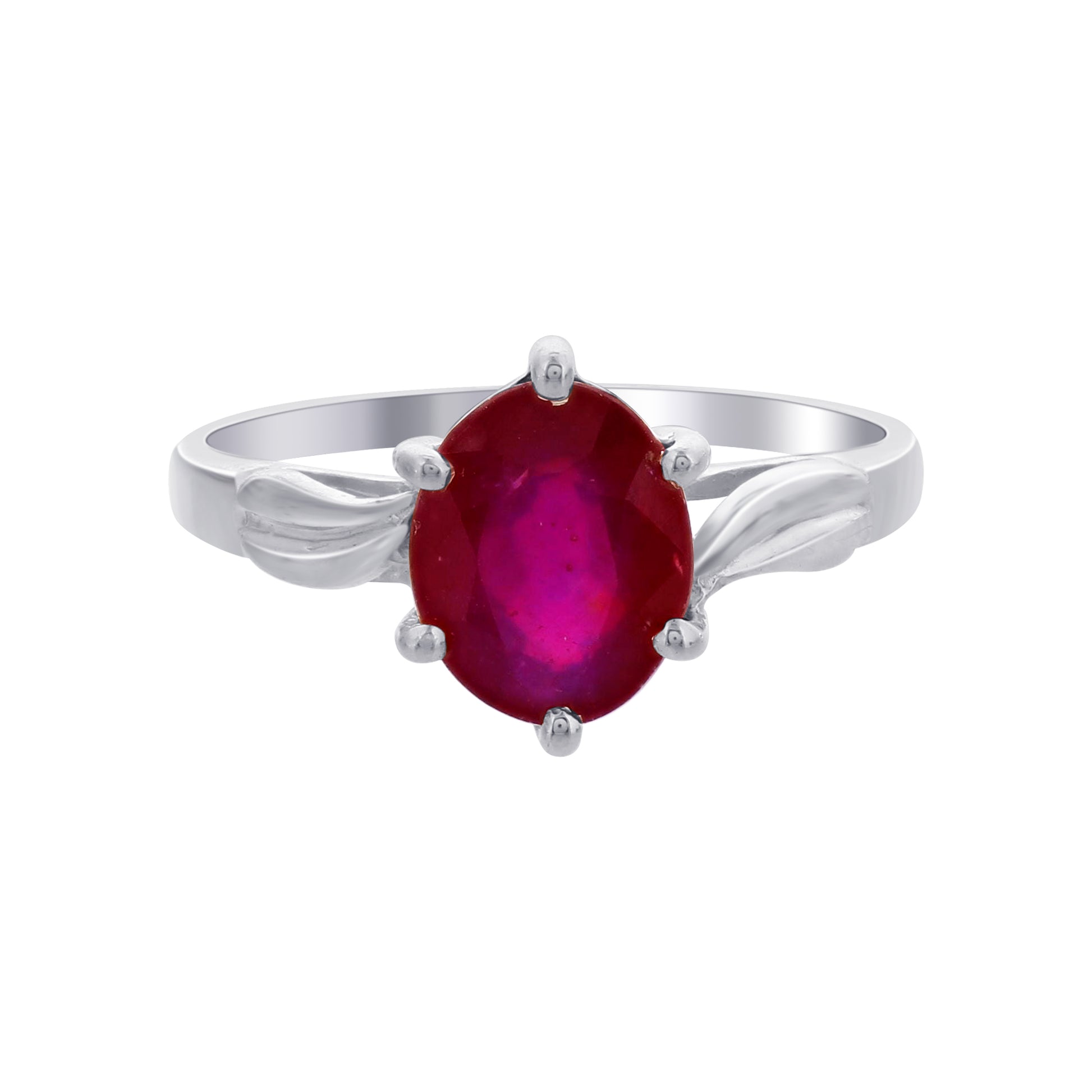 925 Sterling Silver Oval Cut Red Ruby Gemstone Solitaire Ring - Gem Avenue