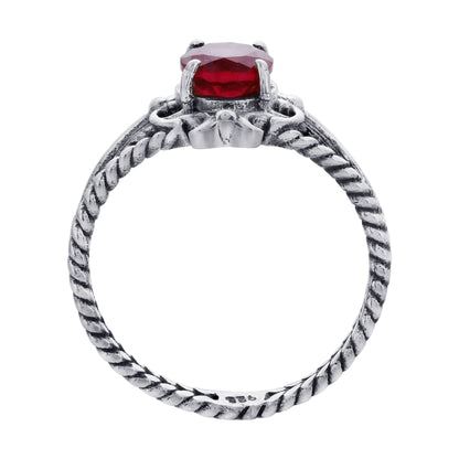 925 Sterling Silver Red Tourmaline Solitaire Ring, Genuine Gemstone Jewelry
