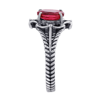 925 Sterling Silver Red Tourmaline Solitaire Ring, Genuine Gemstone Jewelry
