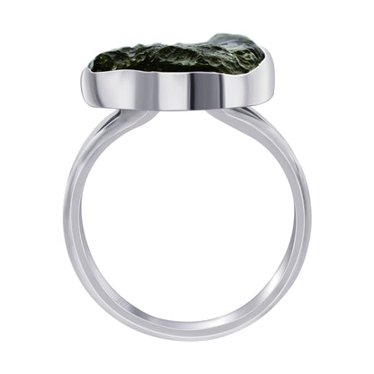 925 Sterling Silver Raw Moldavite Ring Size 7 - Gem Avenue