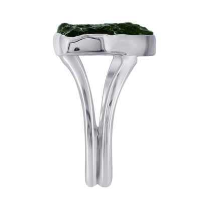 925 Sterling Silver Raw Moldavite Ring Size 7 - Gem Avenue
