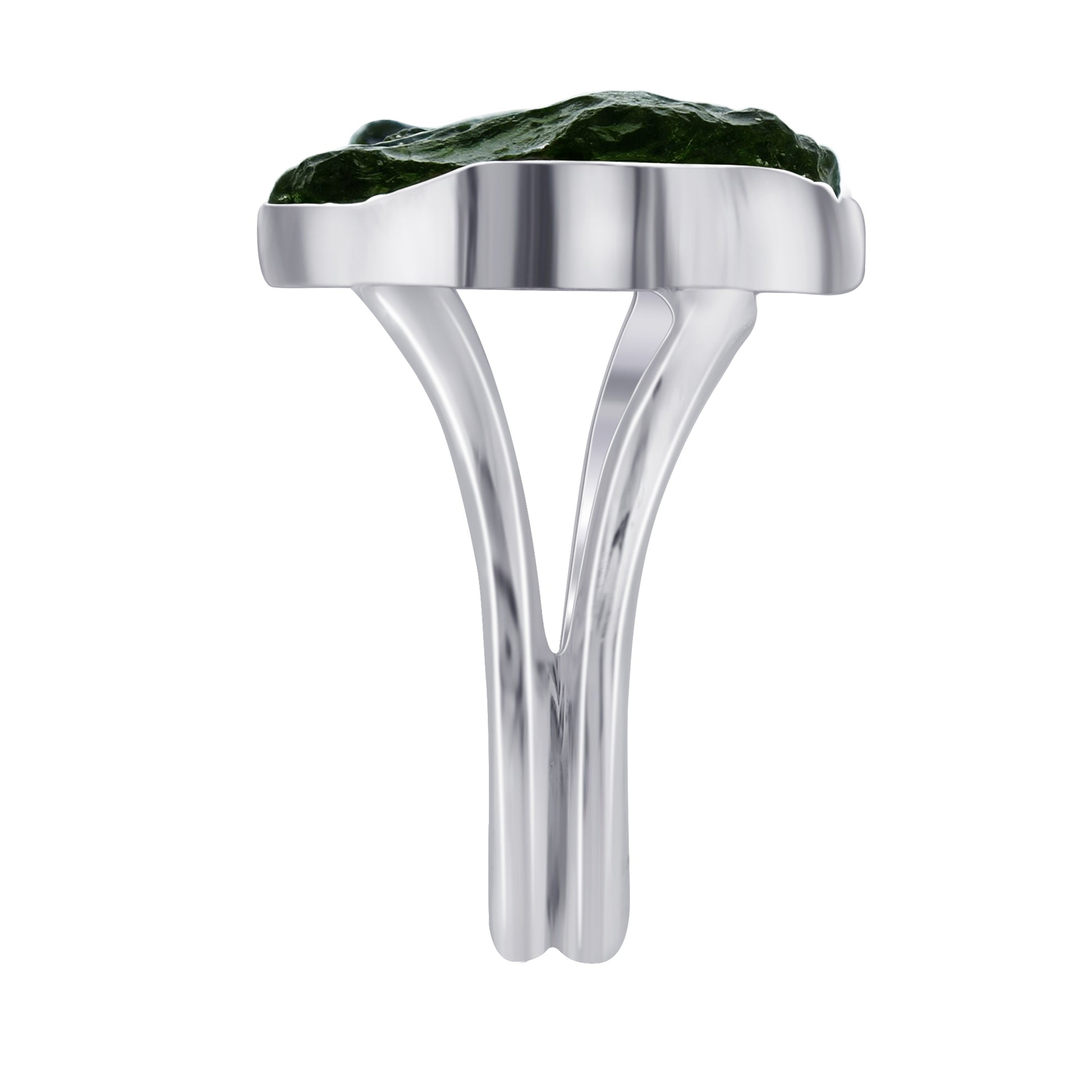 925 Sterling Silver Raw Moldavite Gemstone Ring Size 7 - Gem Avenue