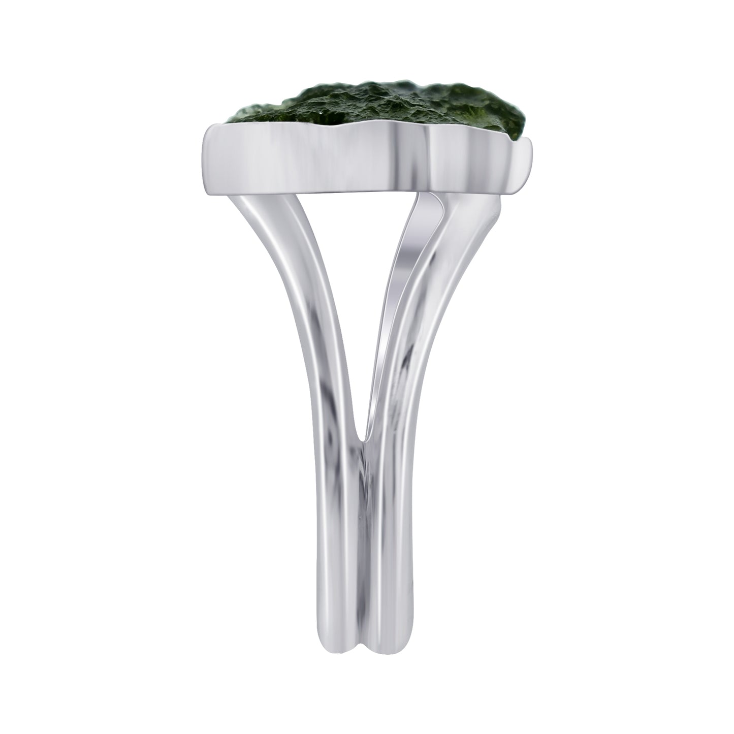925 Sterling Silver Raw Moldavite Ring Size 6 Natural Green Tektite Crystal Healing Stone Jewelry, Handmade Statement Ring for Women & Men