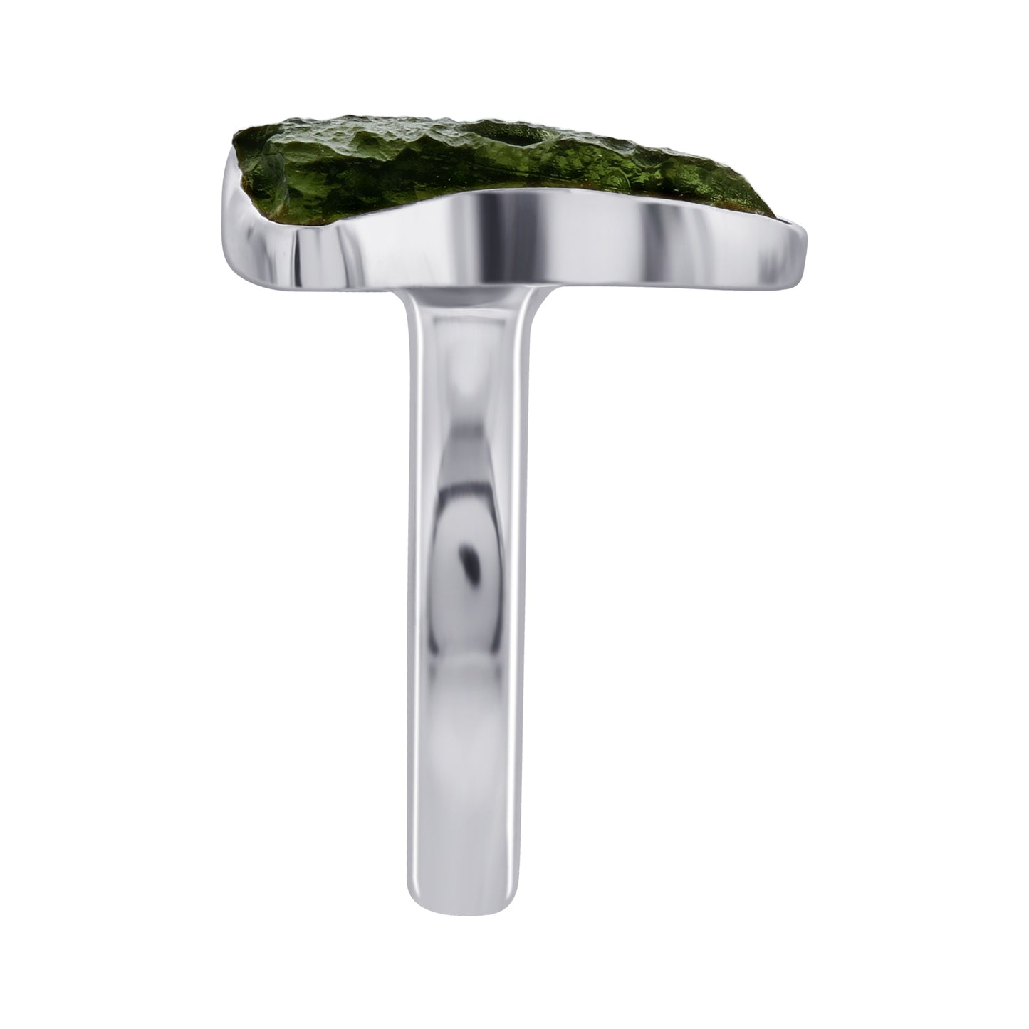925 Sterling Silver Raw Moldavite Ring Size 8 Natural Green Tektite Crystal Healing Stone Jewelry, Handmade Statement Ring for Women & Men