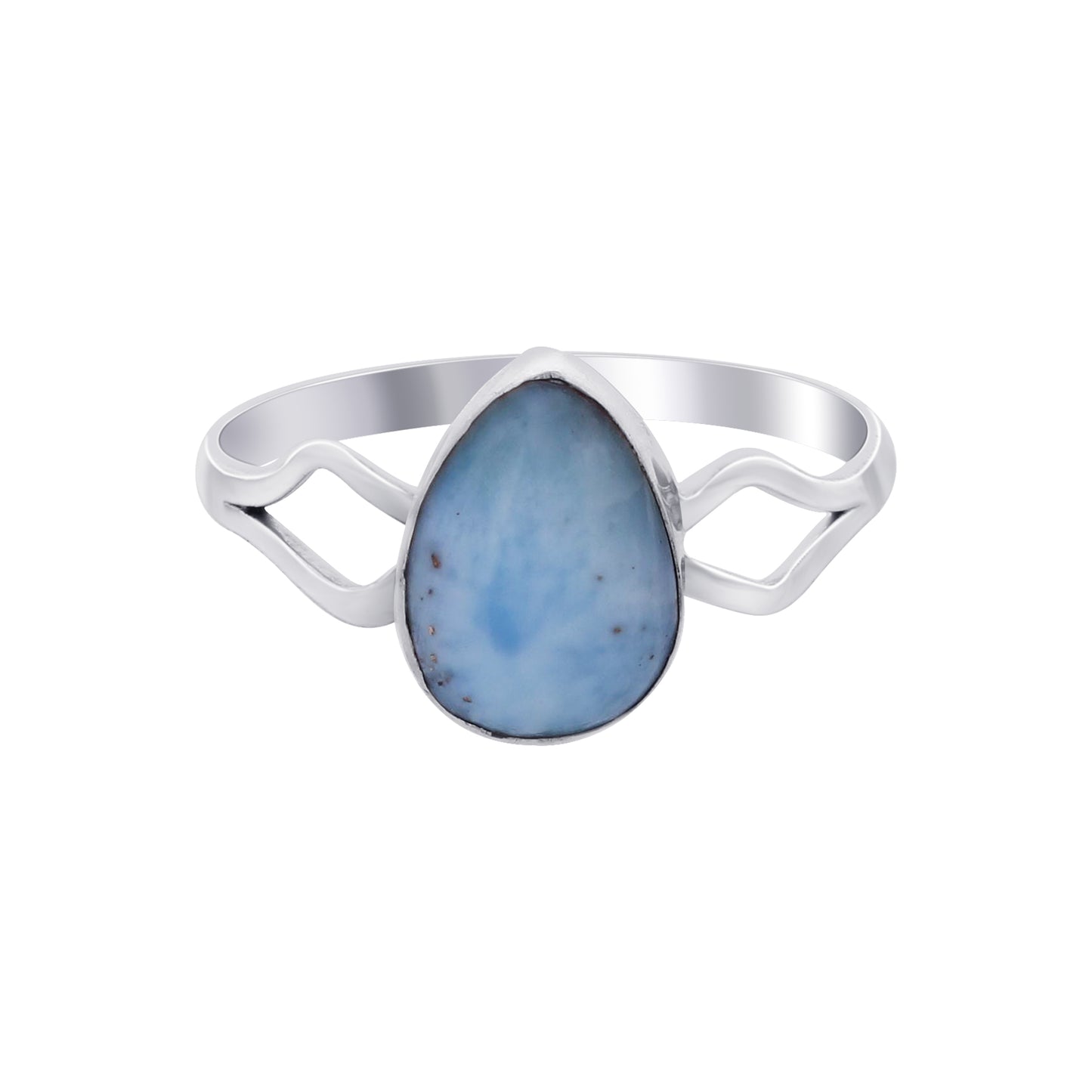 925 Sterling Silver Larimar Gemstone Ring Handmade Boho Minimal Jewelry Gift for Women - GR546