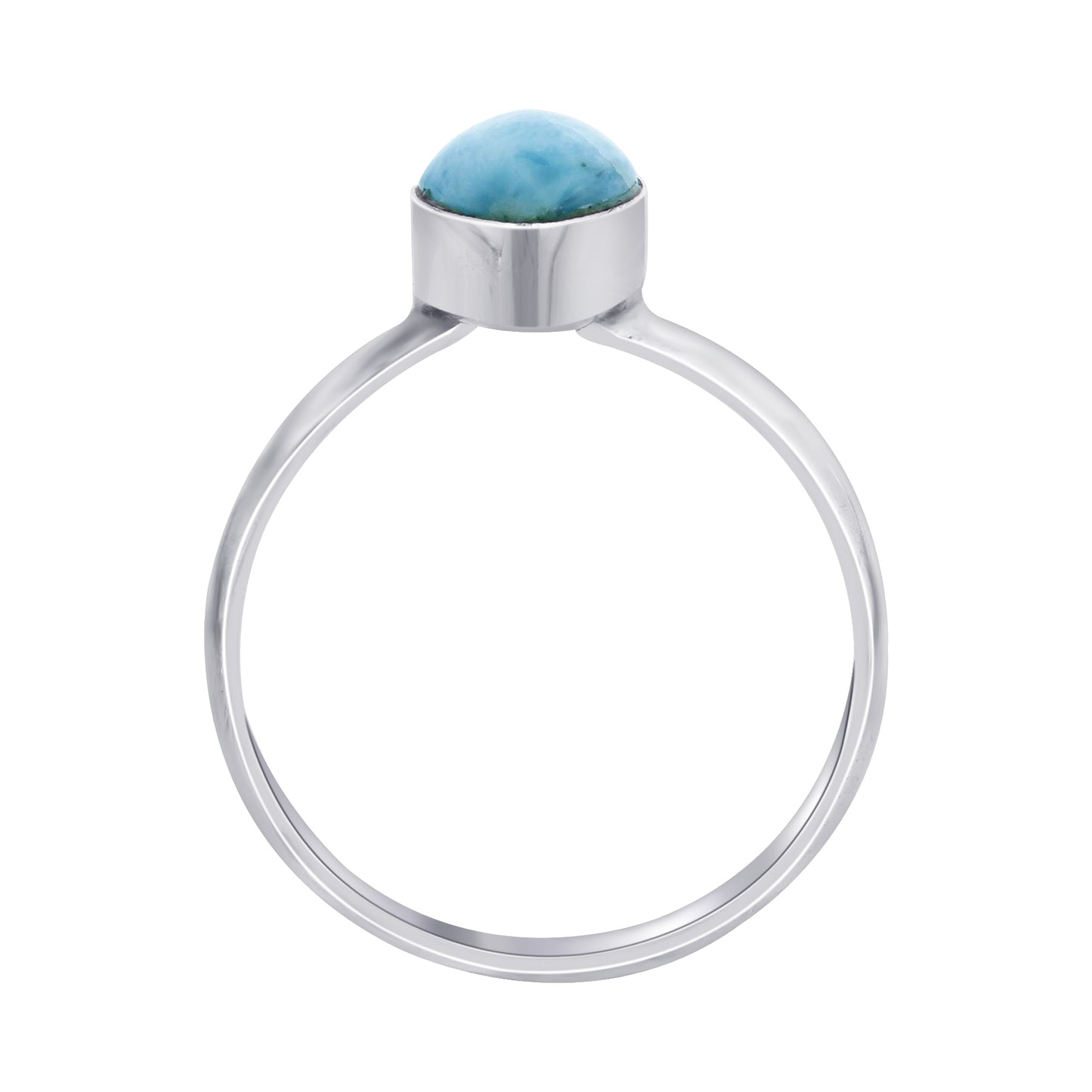 Natural Larimar Gemstone Ring in 925 Sterling Silver Handmade Boho Minimalist Jewelry - GR547