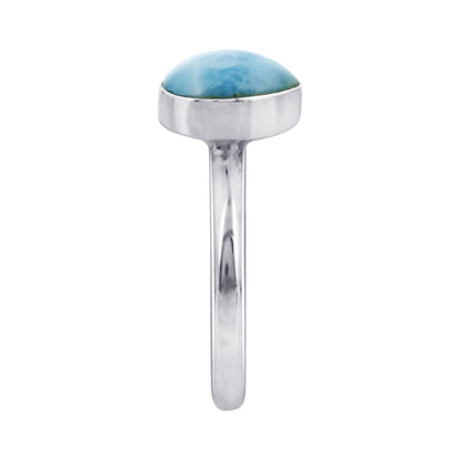 Natural Larimar Gemstone Ring in 925 Sterling Silver Handmade Boho Minimalist Jewelry - GR547