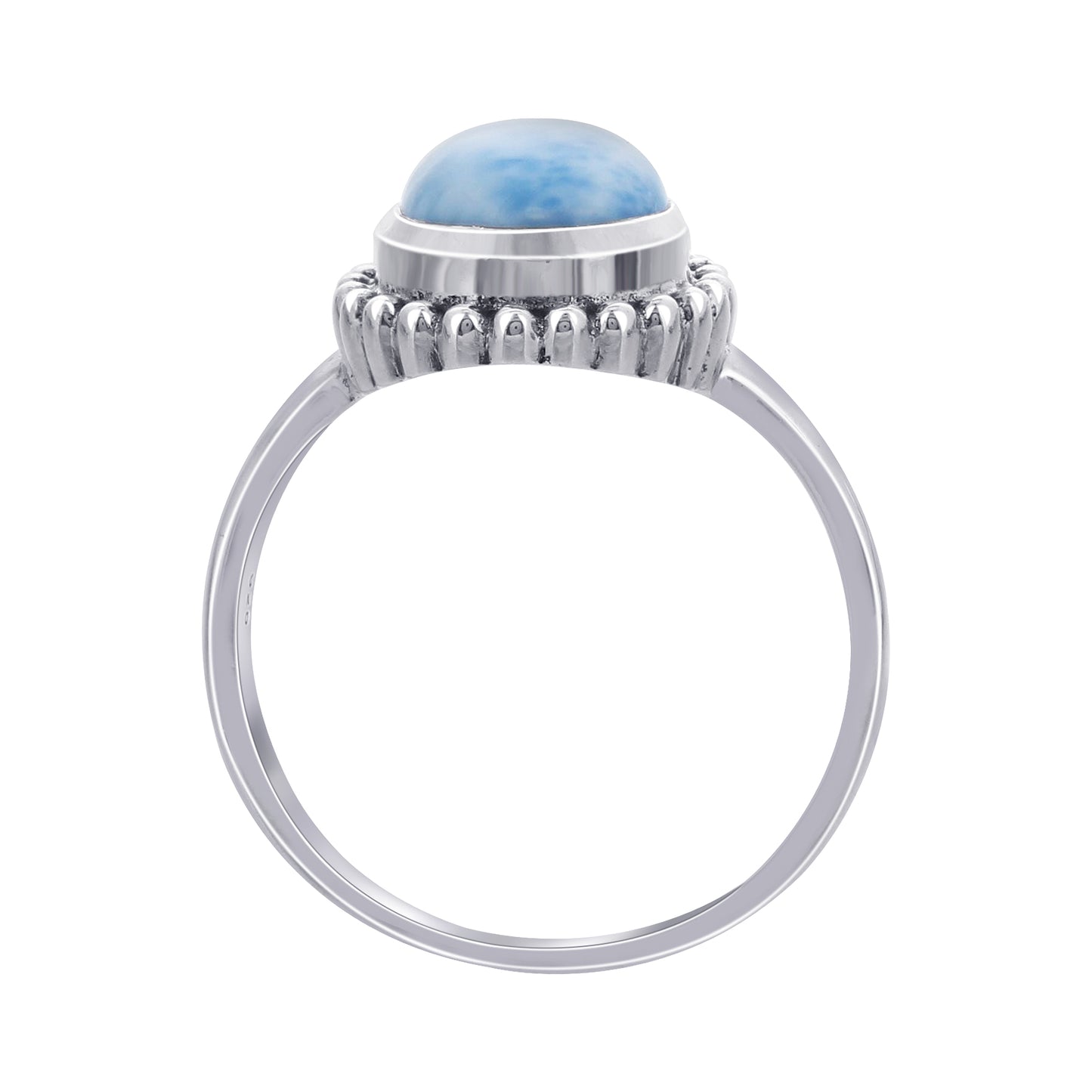 Natural Larimar Teardrop Gemstone Ring in 925 Sterling Silver Handmade Boho Jewelry - GR549