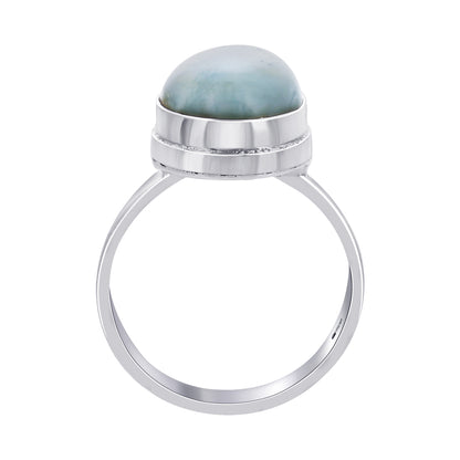 Natural Larimar Teardrop Gemstone Ring in 925 Sterling Silver Handmade Minimal Boho Jewelry Gift for Women - GR550