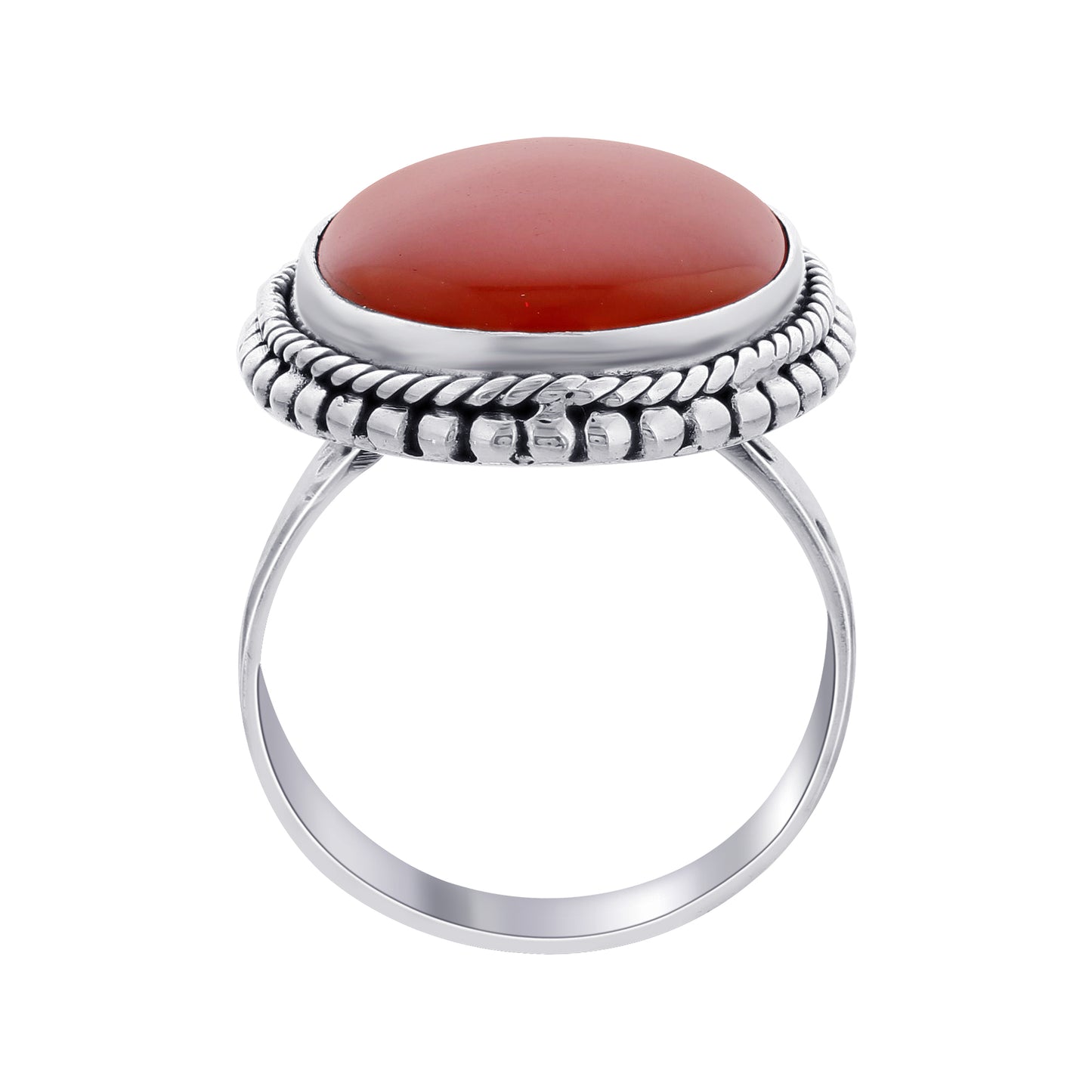 925 Sterling Silver Oval Red Carnelian Gemstone Ring Handmade Vintage Style Jewelry - GR553