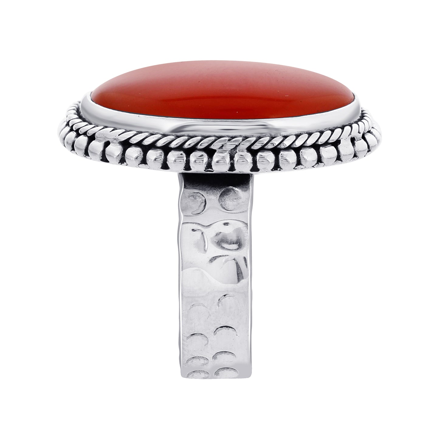 925 Sterling Silver Oval Red Carnelian Gemstone Ring Handmade Vintage Style Jewelry - GR553