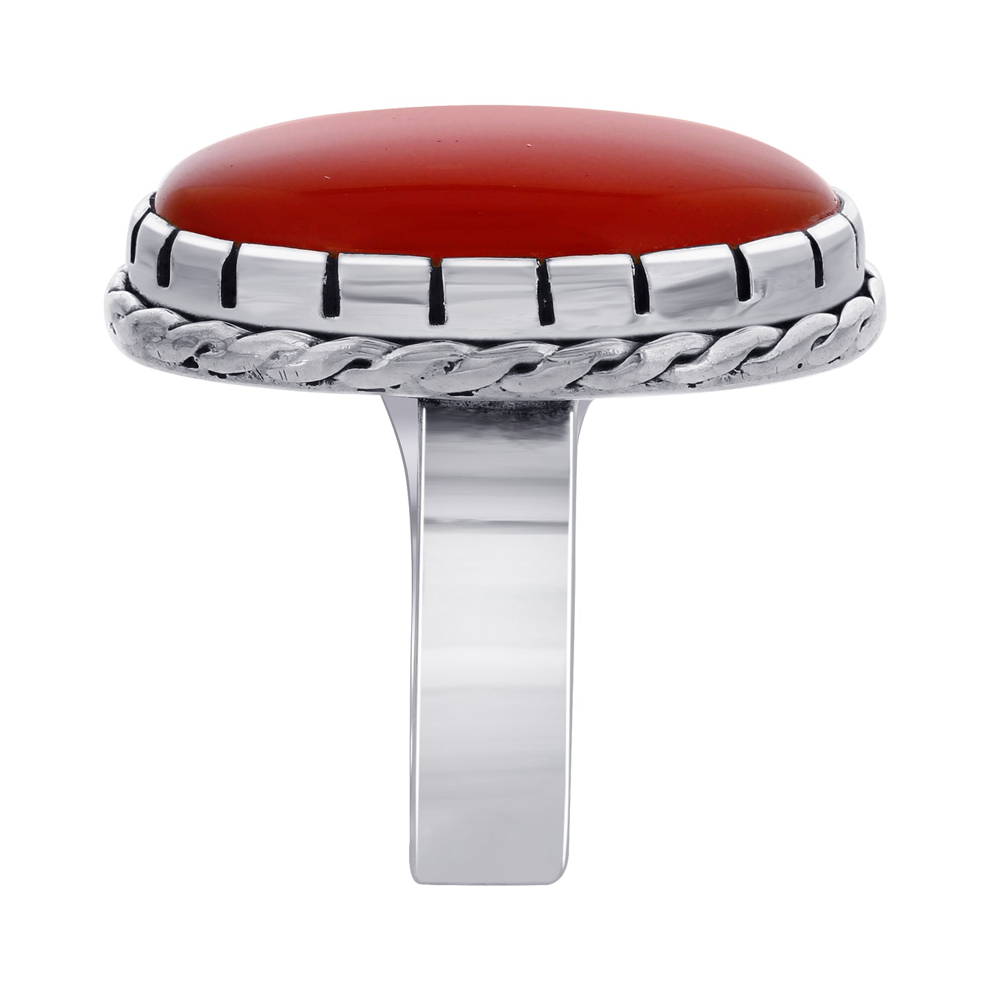 925 Sterling Silver Oval Red Carnelian Gemstone Ring Handmade Boho Vintage Jewelry - GR554