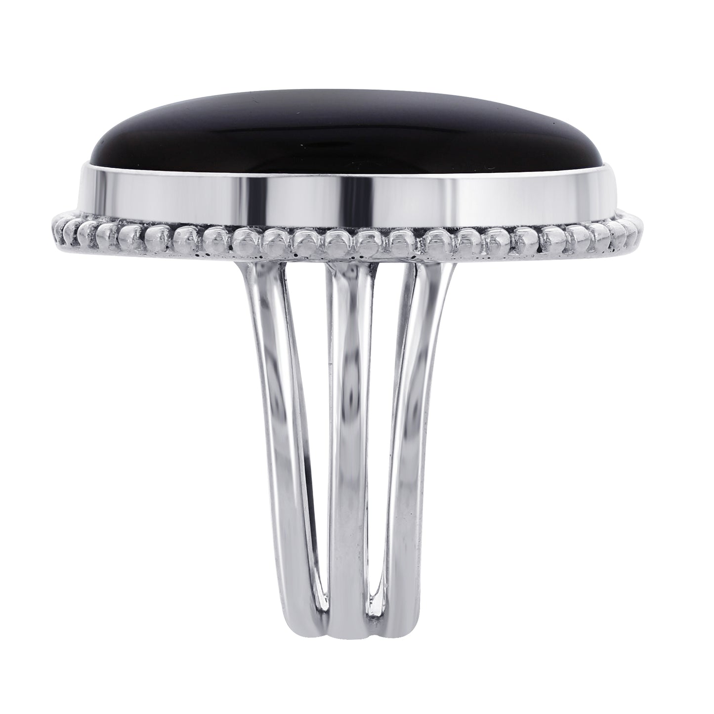 925 Sterling Silver Oval Black Onyx Gemstone Ring - Gem Avenue Retail 