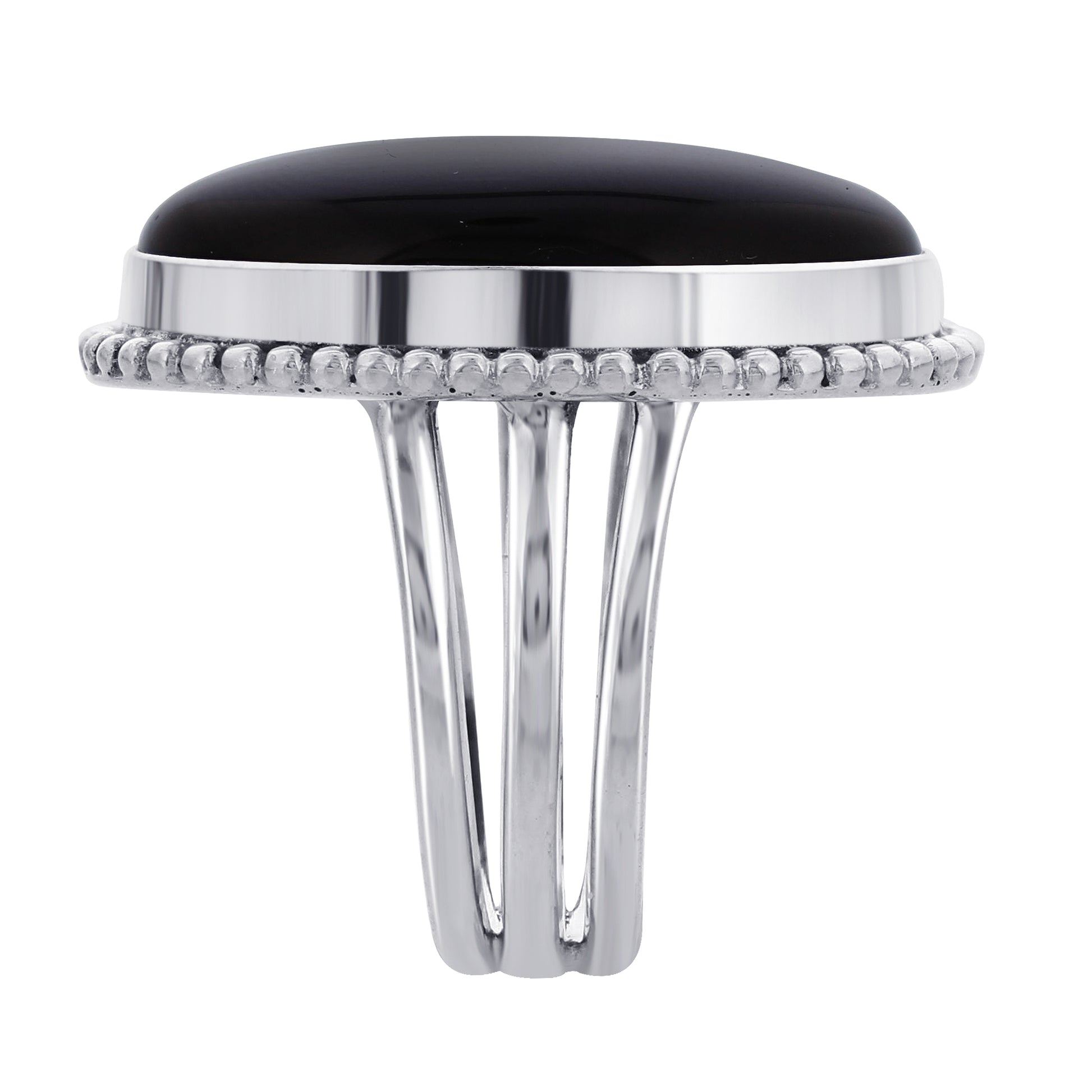 925 Sterling Silver Oval Black Onyx Gemstone Ring - Gem Avenue Retail 