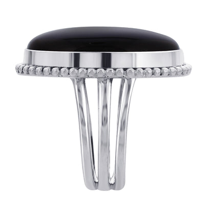 925 Sterling Silver Oval Black Onyx Gemstone Ring - Gem Avenue Retail 