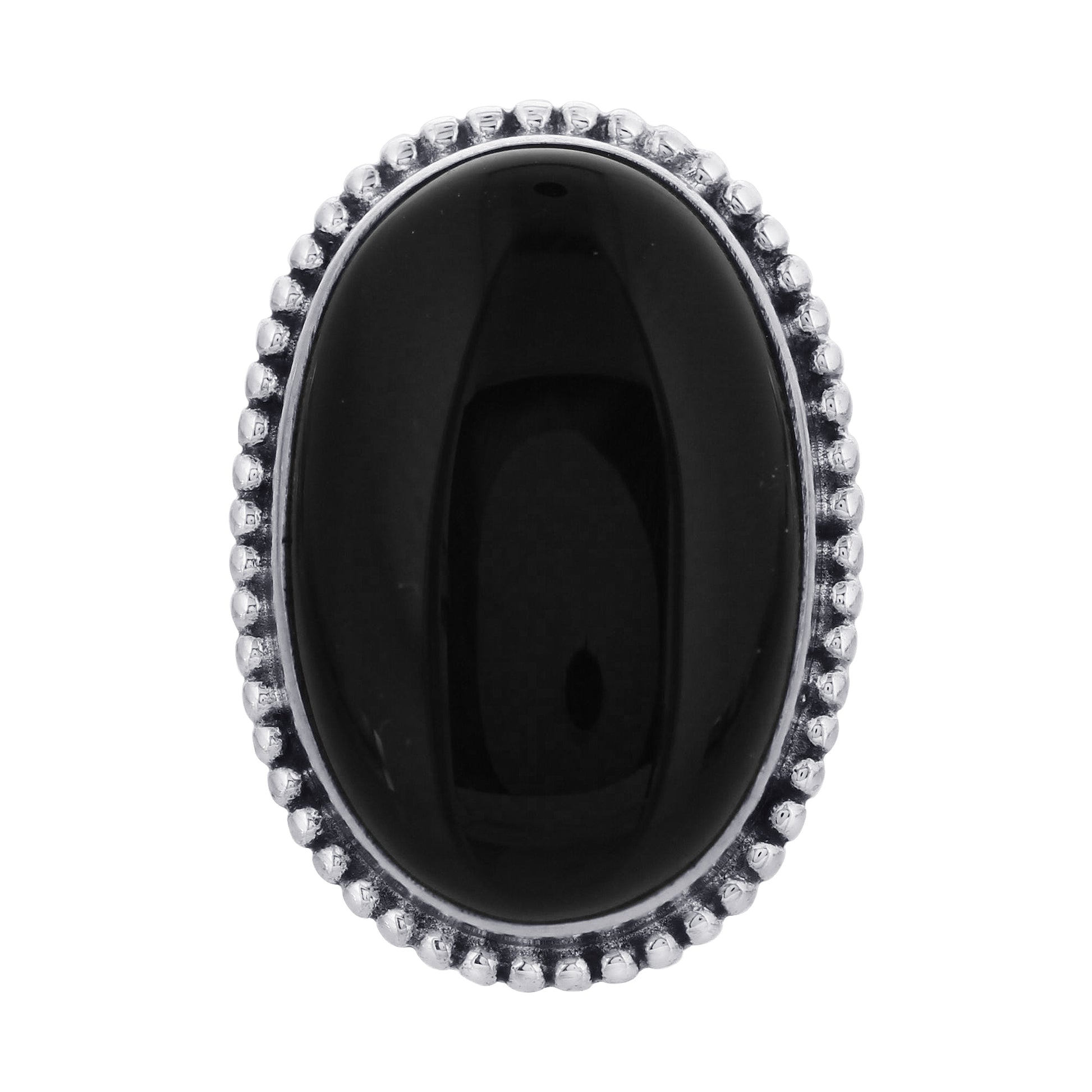 925 Sterling Silver Oval Black Onyx Gemstone Ring - Gem Avenue Retail 