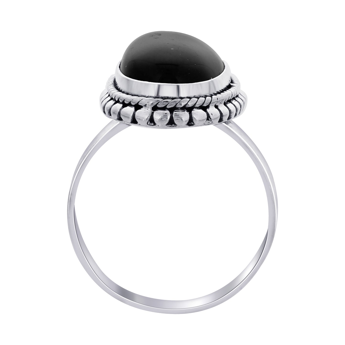 925 Sterling Silver Oval Black Onyx Gemstone Ring - Gem Avenue Retail