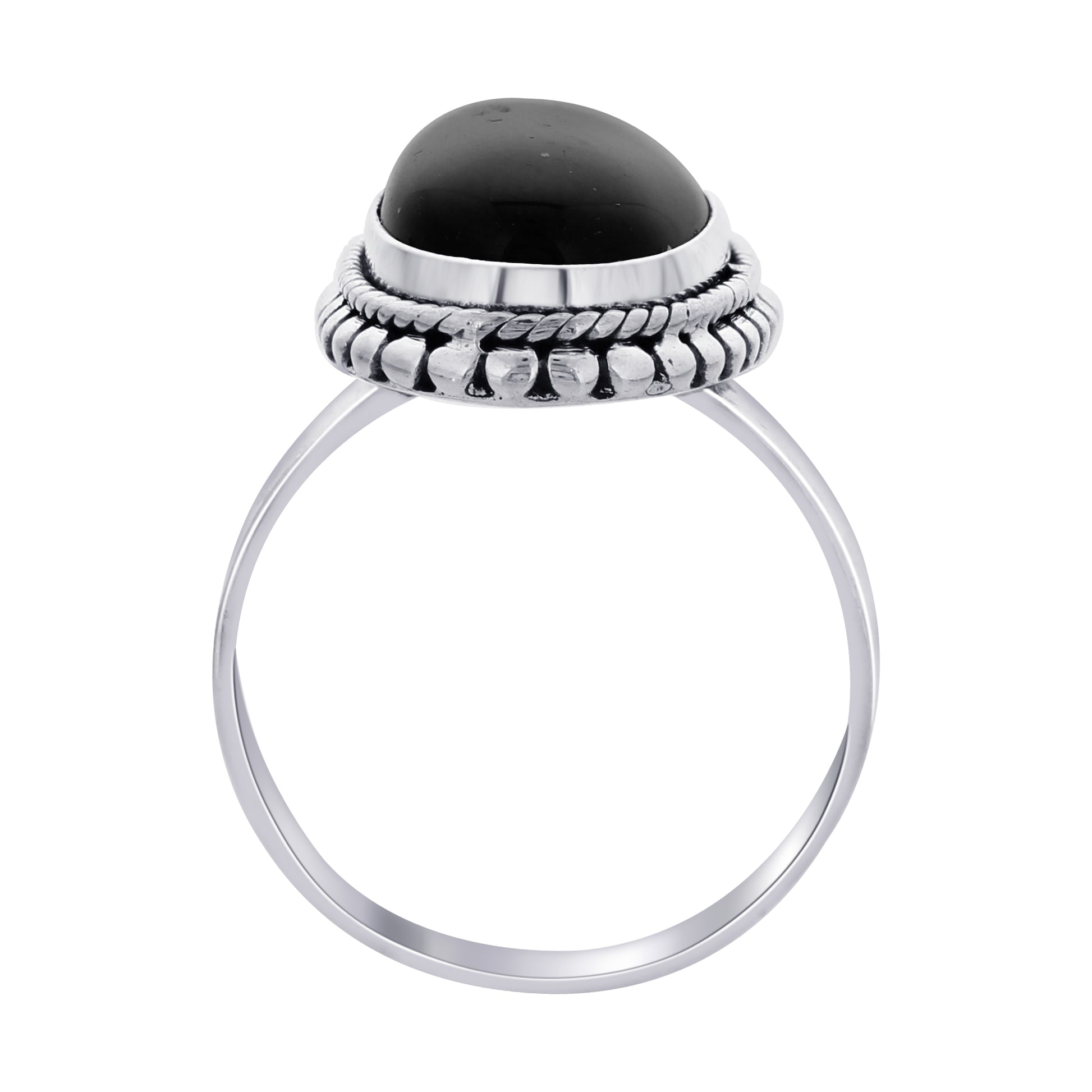 925 Sterling Silver Oval Black Onyx Gemstone Ring - Gem Avenue Retail