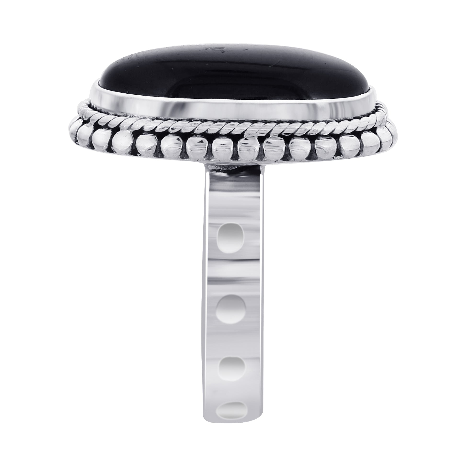 925 Sterling Silver Oval Black Onyx Gemstone Ring - Gem Avenue Retail