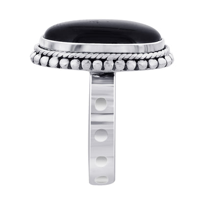 925 Sterling Silver Oval Black Onyx Gemstone Ring - Gem Avenue Retail