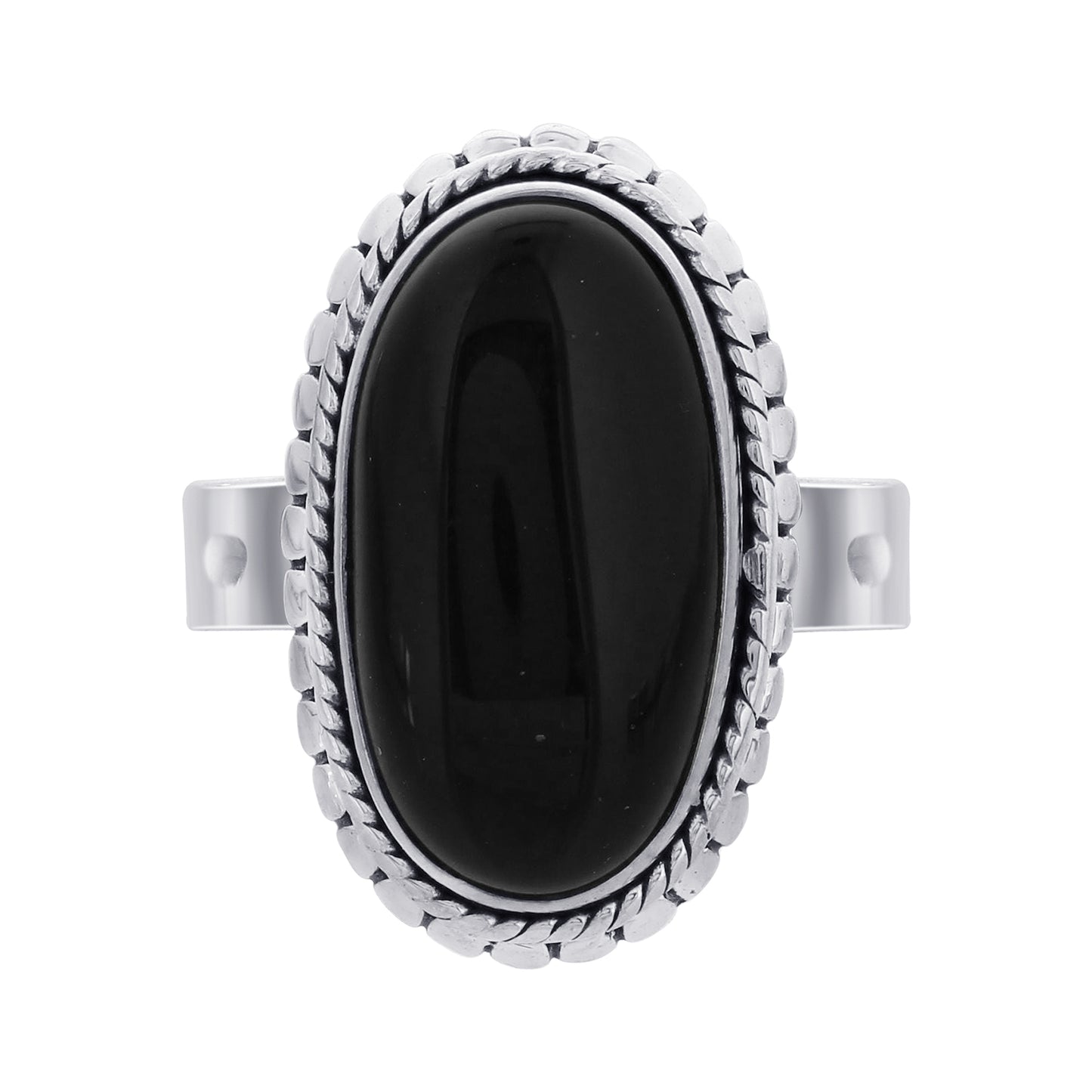 925 Sterling Silver Oval Black Onyx Gemstone Ring - Gem Avenue Retail