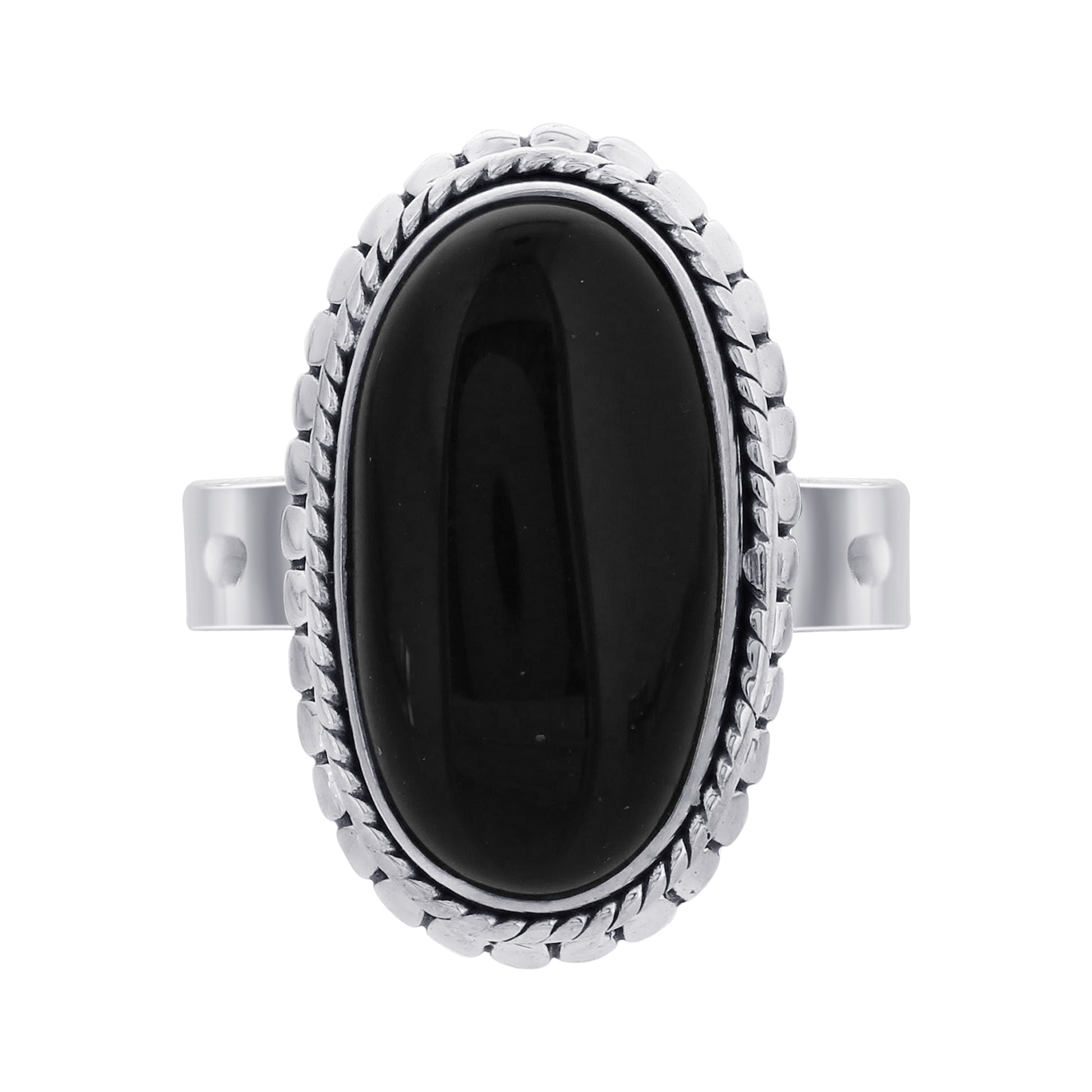 925 Sterling Silver Oval Black Onyx Gemstone Ring - Gem Avenue Retail