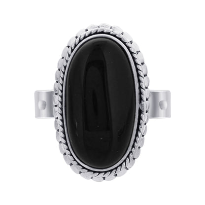 925 Sterling Silver Oval Black Onyx Gemstone Ring - Gem Avenue Retail