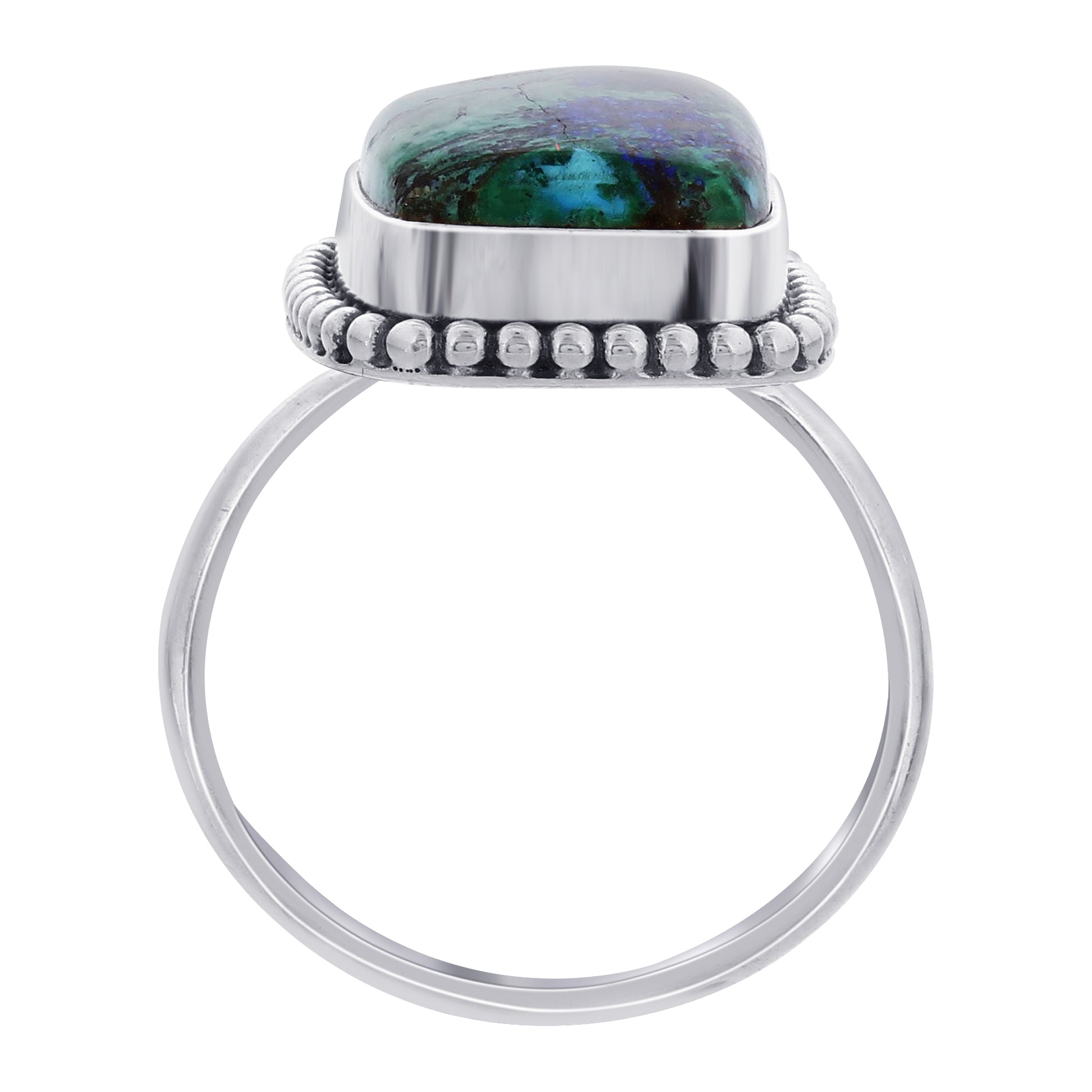925 Sterling Silver Rectangle Azurite Malachite Gemstone Ring - Gem Avenue Retail