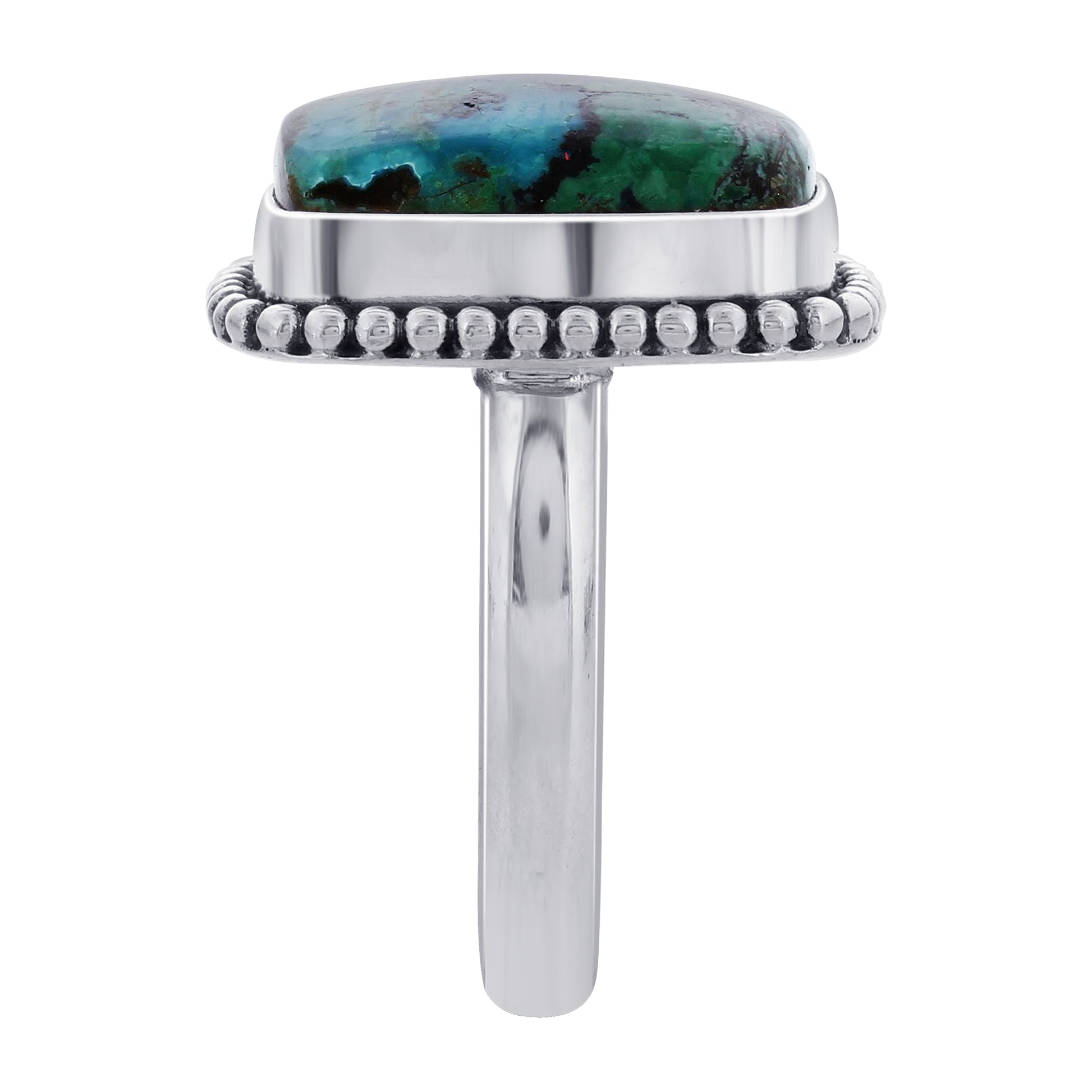 925 Sterling Silver Rectangle Azurite Malachite Gemstone Ring - Gem Avenue Retail