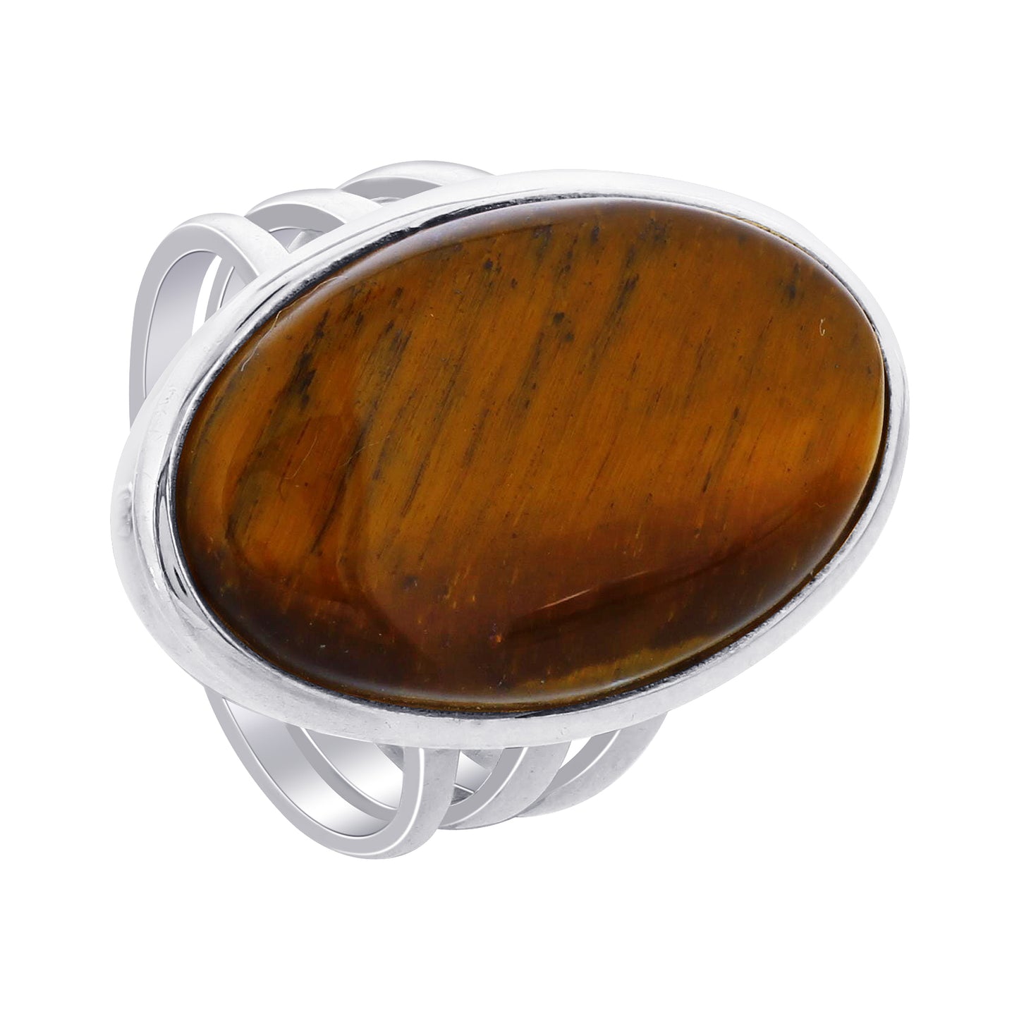 925 Sterling Silver Oval Tiger Eye Gemstone Ring Handmade Boho Vintage Statement Jewelry - GR561