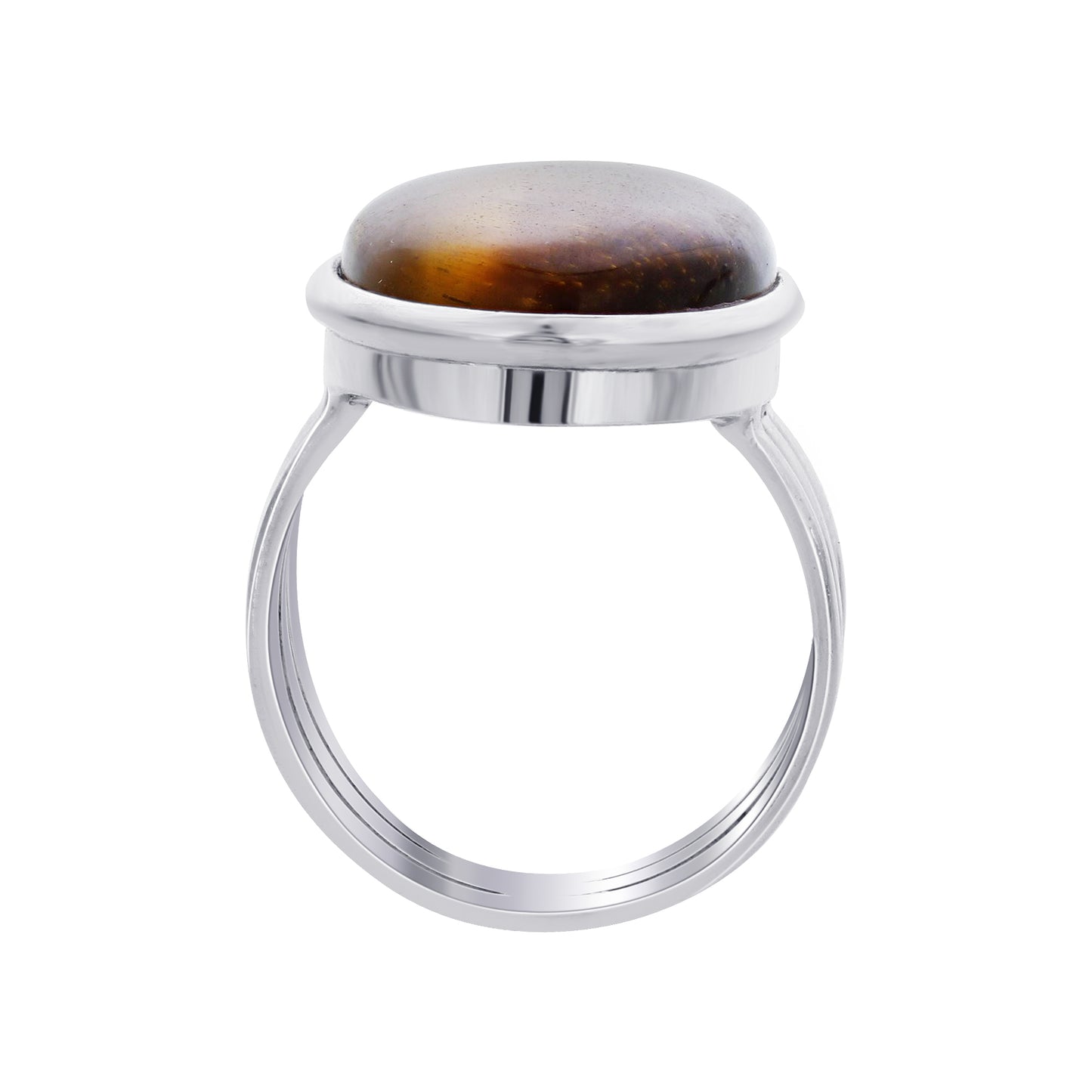 925 Sterling Silver Oval Tiger Eye Gemstone Ring - Gem Avenue Retail