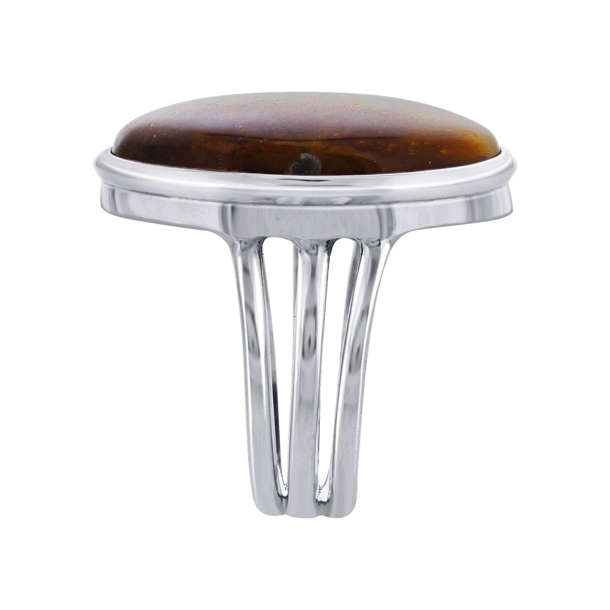 925 Sterling Silver Oval Tiger Eye Gemstone Ring - Gem Avenue Retail
