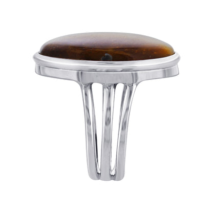 925 Sterling Silver Oval Tiger Eye Gemstone Ring - Gem Avenue Retail