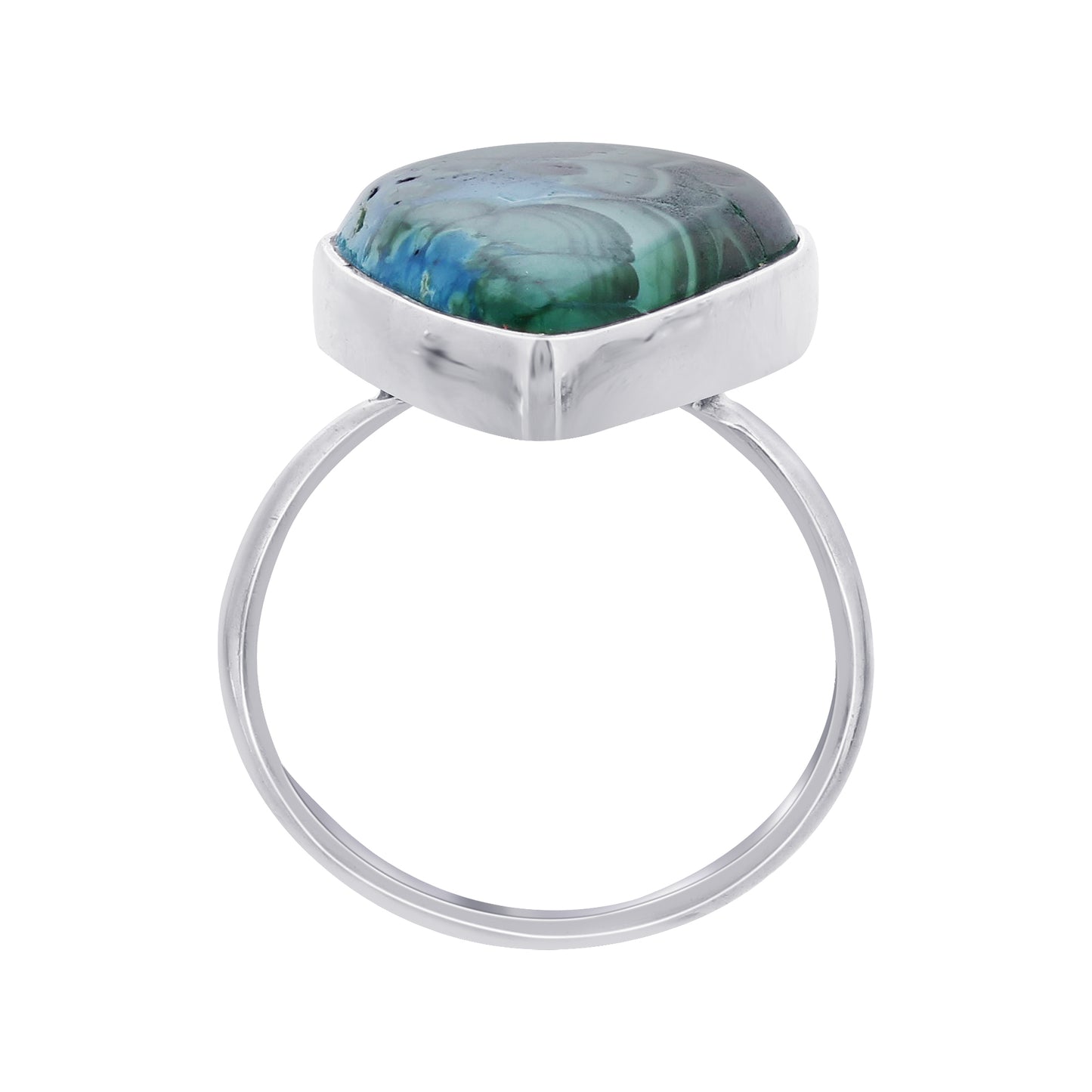 925 Sterling Silver Teardrop Azurite Malachite Gemstone Ring Handmade Boho Statement Jewelry Gift for Women - GR562