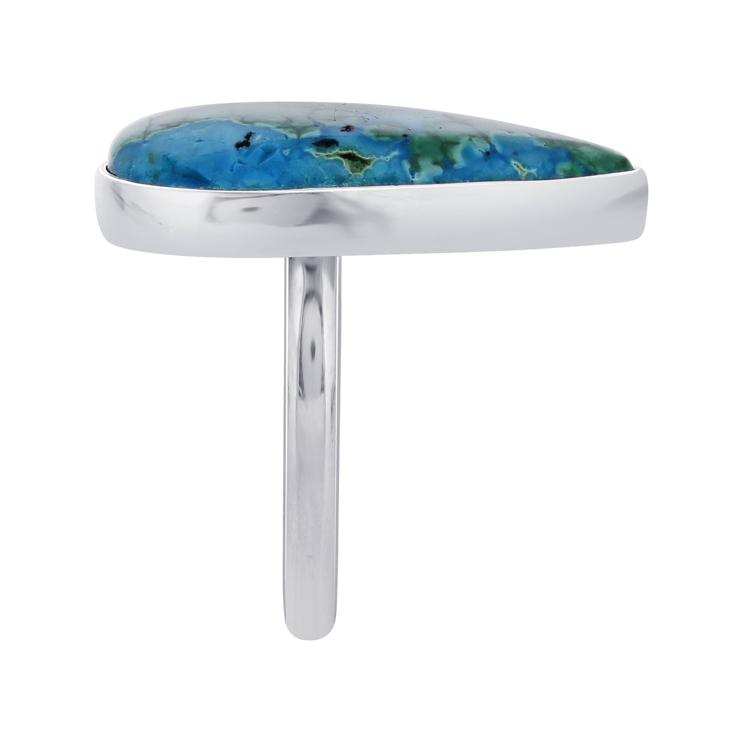 925 Sterling Silver Teardrop Azurite Malachite Gemstone Ring Handmade Boho Statement Jewelry Gift for Women - GR562