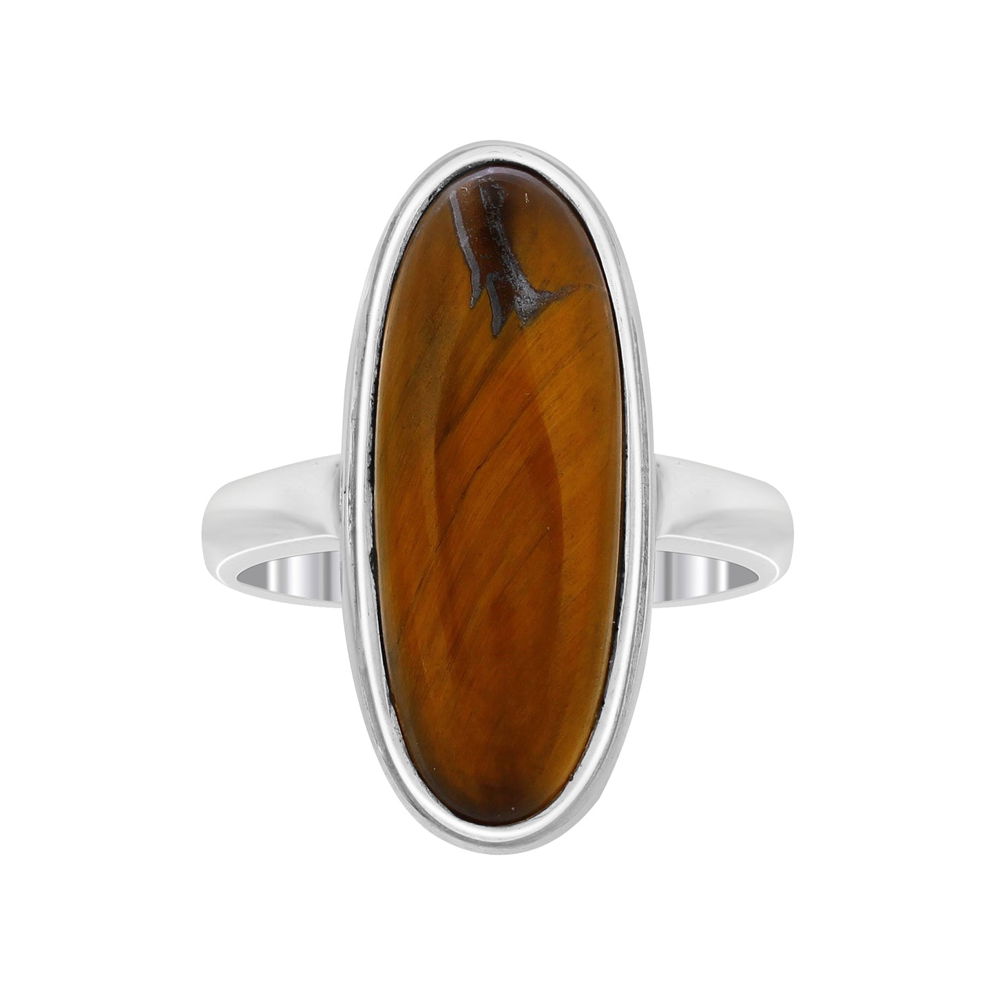 925 Sterling Silver Oval Tiger Eye Gemstone Ring Handmade Boho Vintage Statement Jewelry - GR563