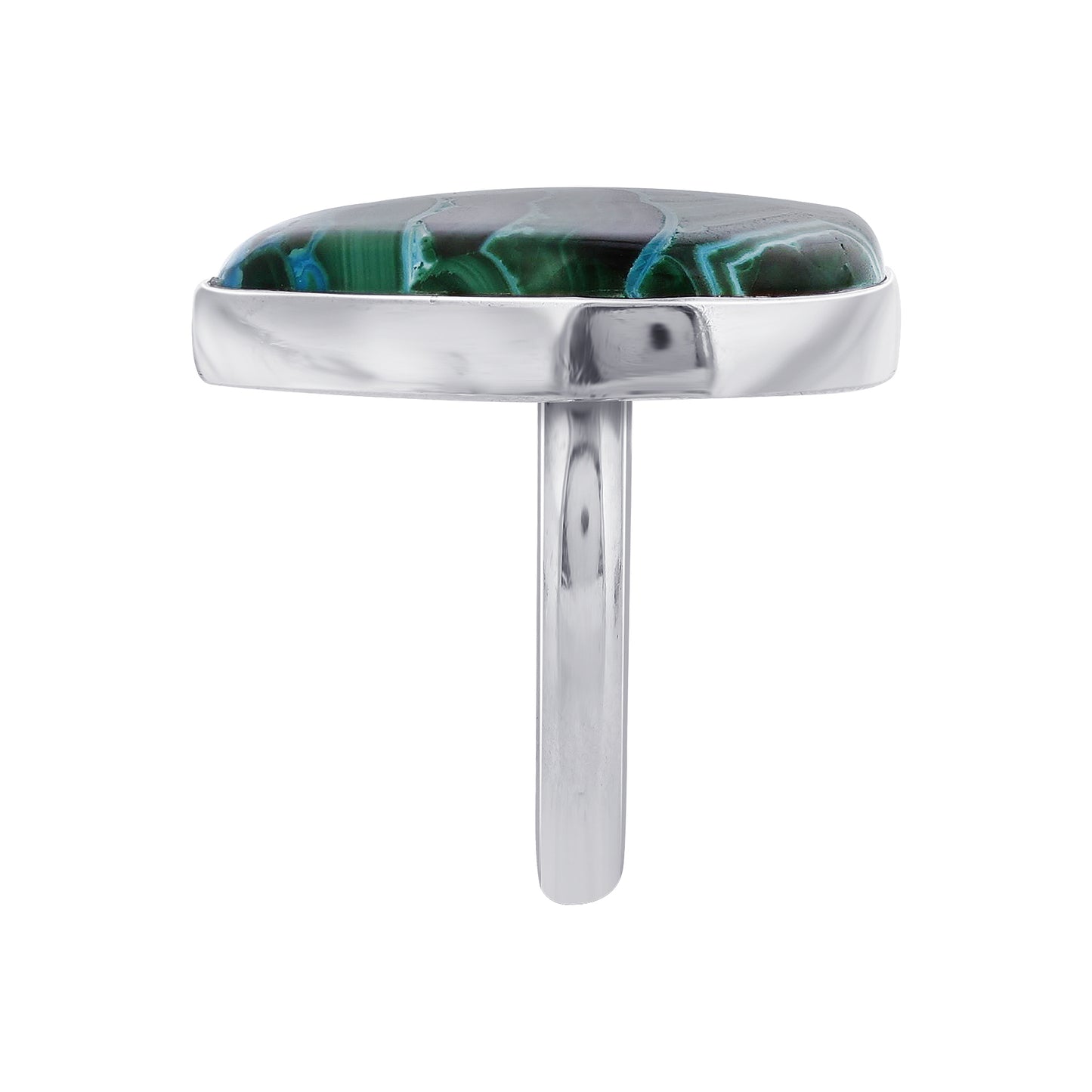 925 Sterling Silver Triangle Malachite Chrysocolla Gemstone Ring Handmade Boho Statement Jewelry - GR564