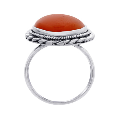 Natural Carnelian Teardrop Gemstone Ring in Sterling Silver Handmade Boho Vintage Statement Jewelry Gift for Women - GR565